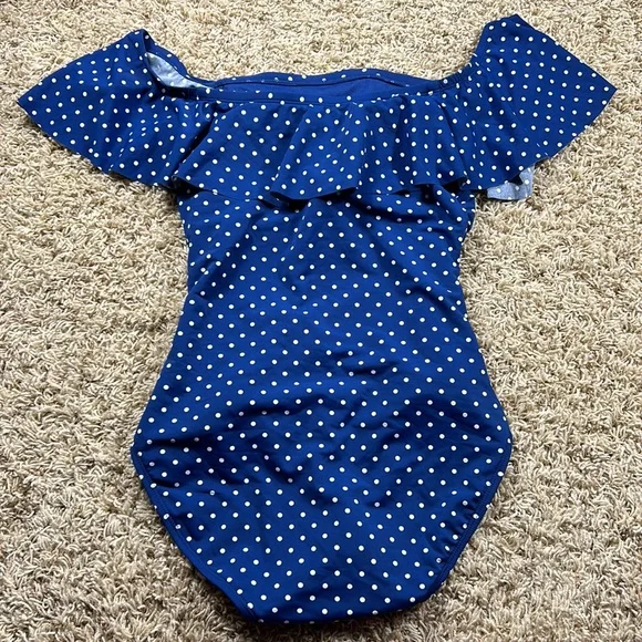 Lauren Ralph Lauren- Women’s off the Shoulder Polka Dot One Piece - Size 2 - Picture 4 of 6